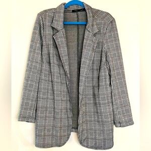 2X RDI Plaid / Houndstooth Knit Blazer